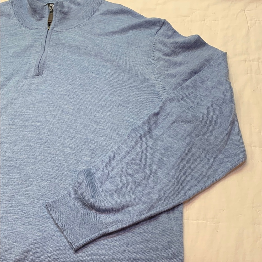 Luxury Jos A Bank Traveler Merino Wool 1/4-Zip Sweater Blue Tailored Fit NWT - Picture 7 of 13